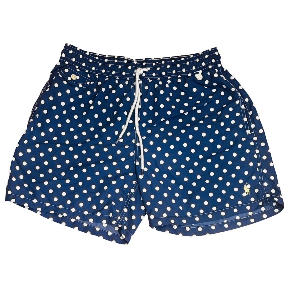 Polo Ralph Lauren Men's Navy Blue Polka Dot Swim Trunks Shorts Size M
